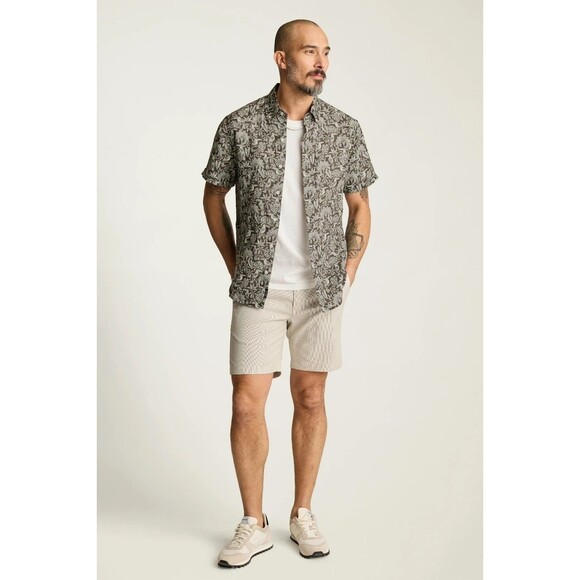 Bonobos Riviera Linen Short Sleeve Men's Shirt Print Tailored Fit Long L 283322 - Picture 2 of 11